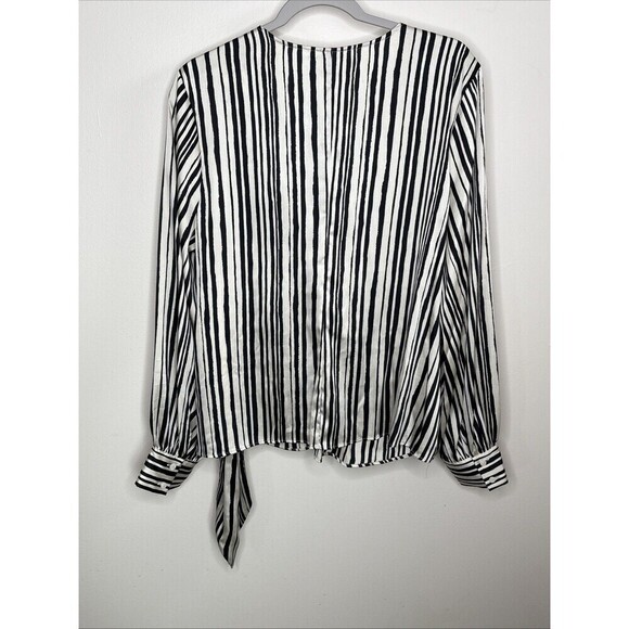 Worthington Black & Cream Soft Cross Front Long Sleeves Career Blouse XL - Picture 9 of 9